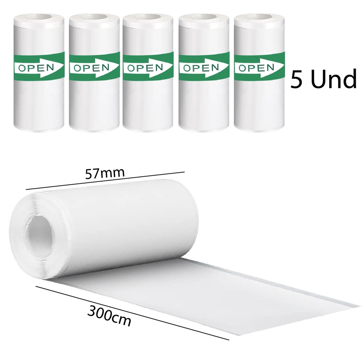 Set X5 Papel Térmico Para Mini Impresora 57mm X 3mt