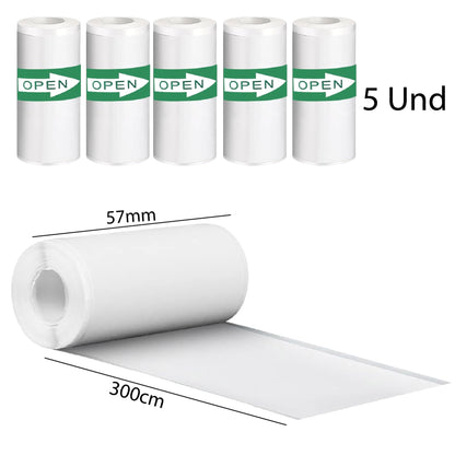 Set X5 Papel Térmico Para Mini Impresora 57mm X 3mt